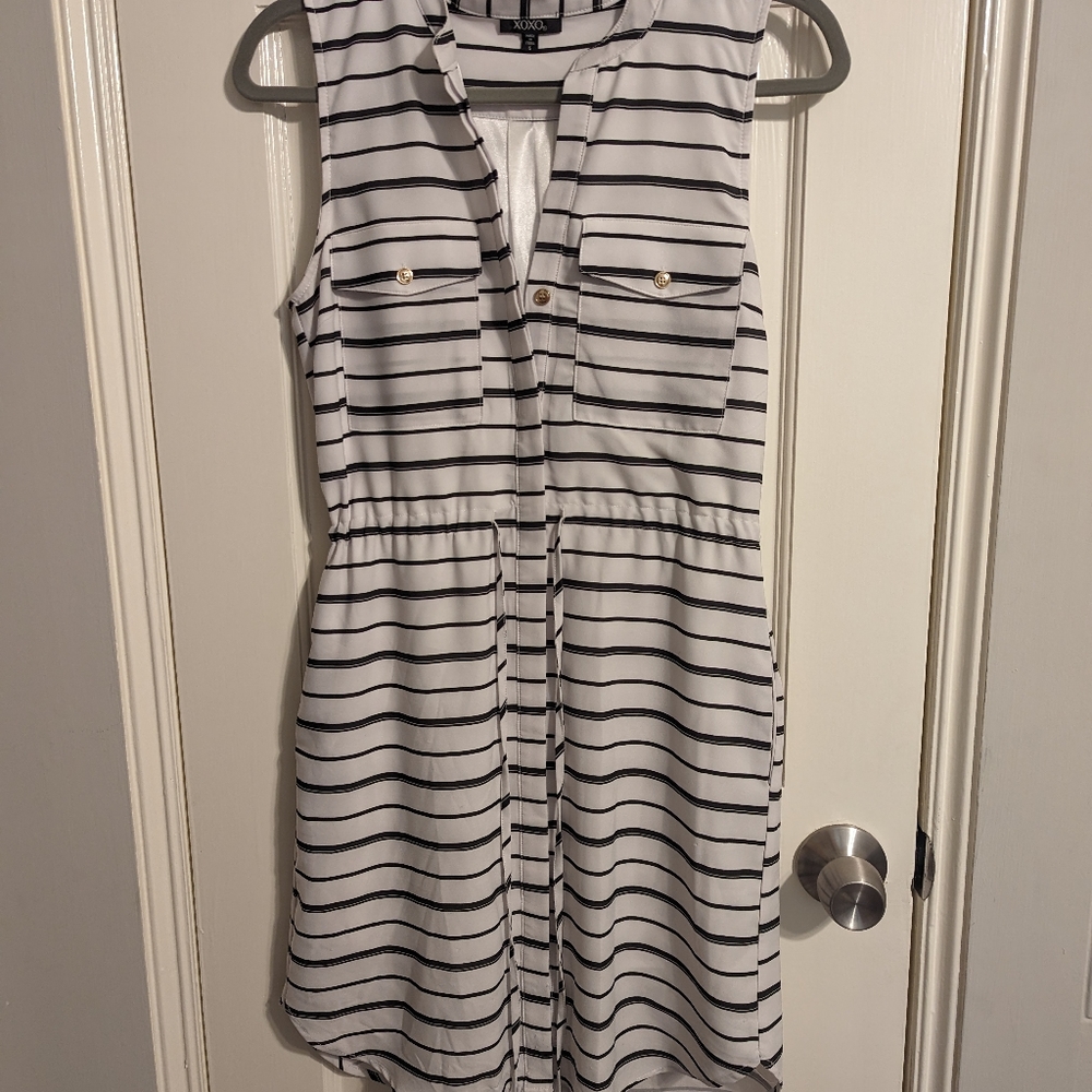 Striped button down tank dress